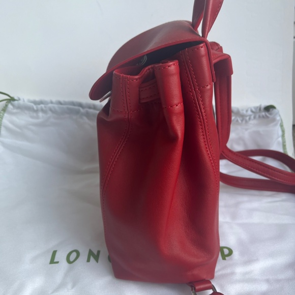 Longchamp Le Pliage Cuir Mini XS Leather Casual Logo Red Backpack - Picture 5 of 12